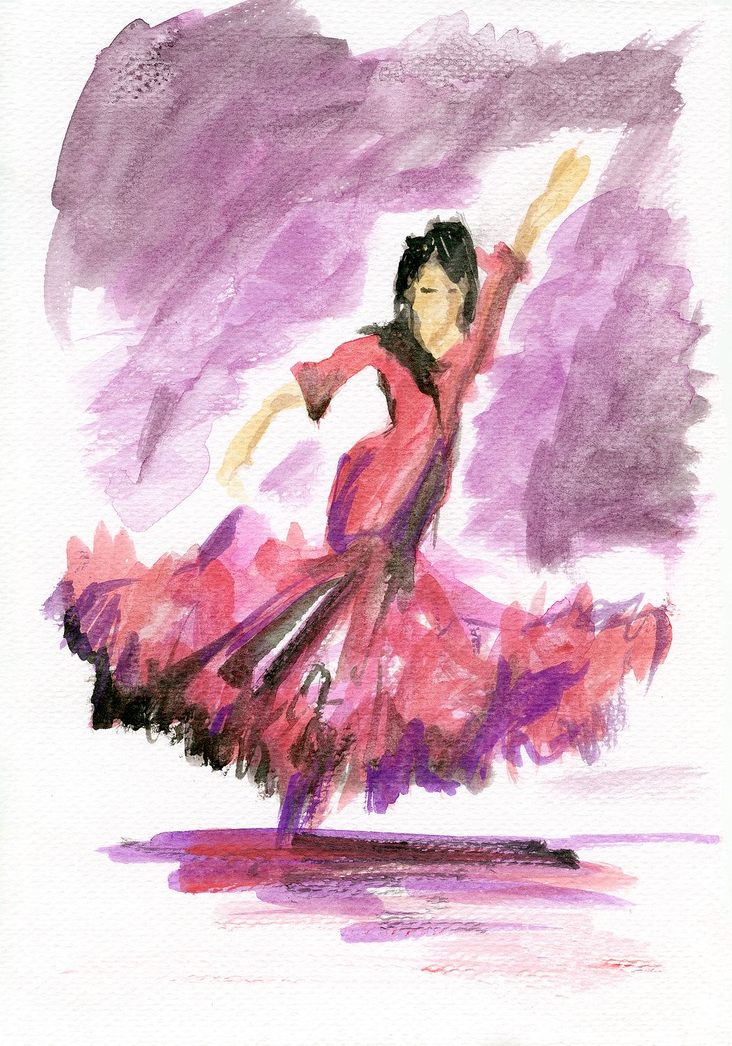 Sevillana · Lámina giclée de una bailaora de flamenco en acuarela